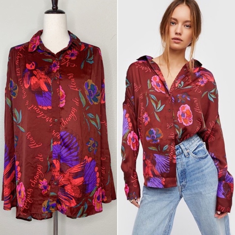 Free People silky button down too